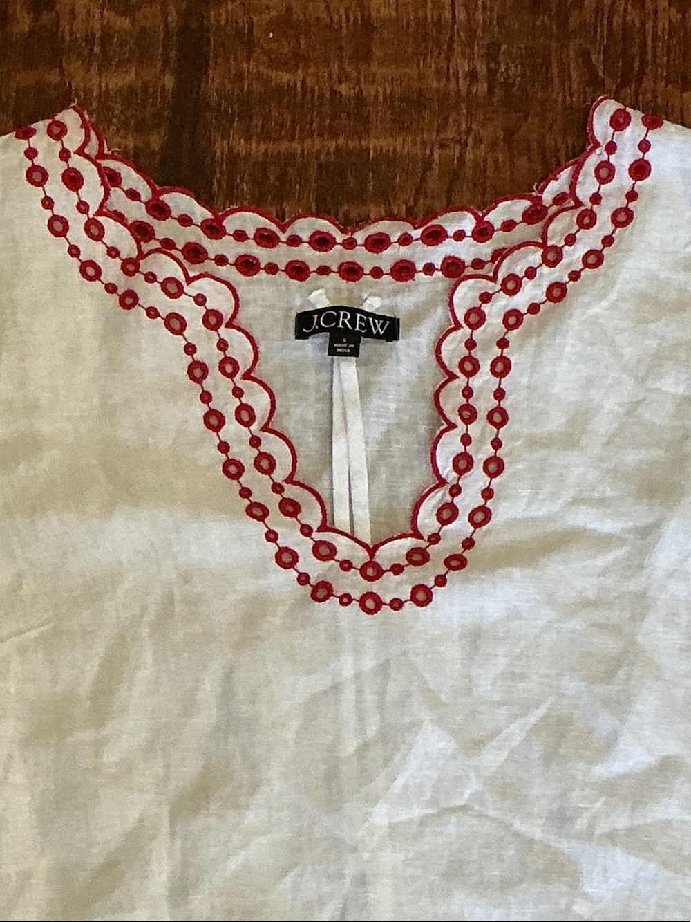 J. Crew White Linen Dress with Red Embroidery - Picture 4 of 11